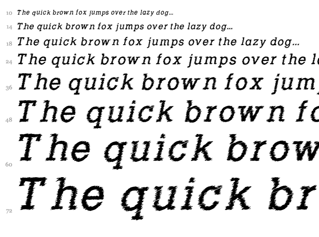 Rowdy Typemachine font waterfall